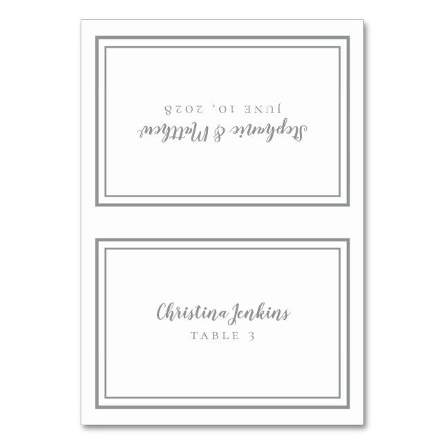 Elegant Wedding Chic Grey Custom Guest Place Card (Front)