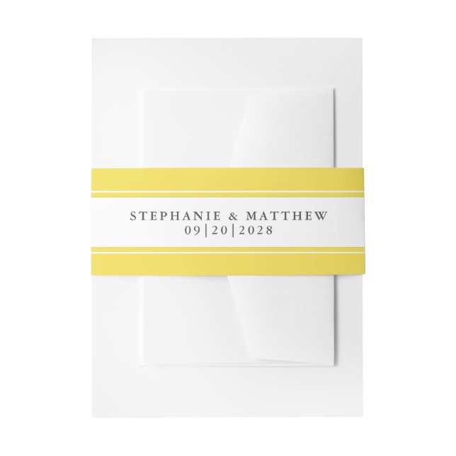 Elegant Wedding Chic Trendy Yellow Border Invitation Belly Band (Front Example)