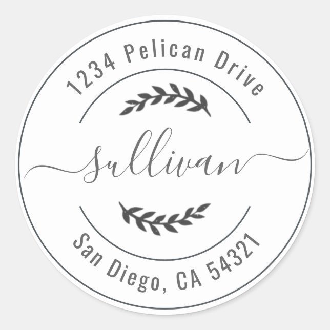 Elegant Wedding Circle Script Return Address Label (Front)