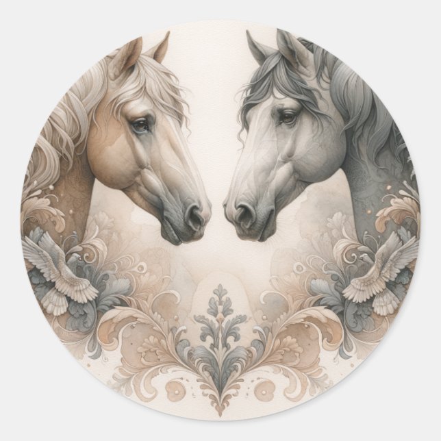 Elegant Wedding  Classic Round Sticker (Front)