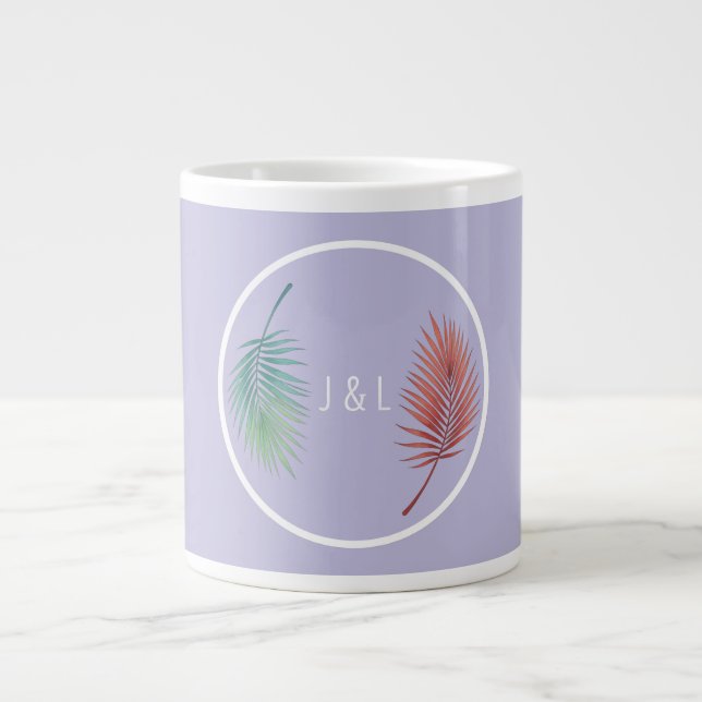 Elegant wedding classic stylised "J & L" monogram Large Coffee Mug (Front)