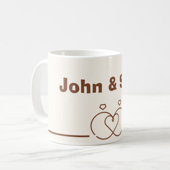 Elegant Wedding Coffee Mug – Unique Design (Front Left)