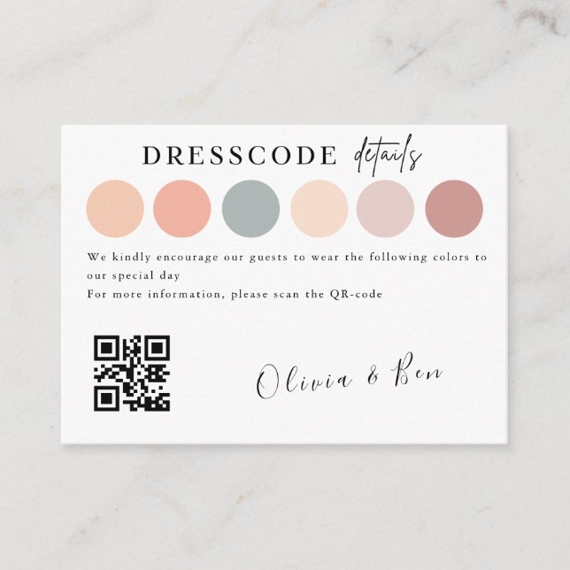 Elegant Wedding Colour Dress Code Insert  (Front)