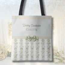 Elegant Wedding Coordinator Floral Stripes Tote