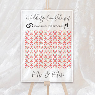Elegant Wedding Countdown Transparent Acrylic Sign