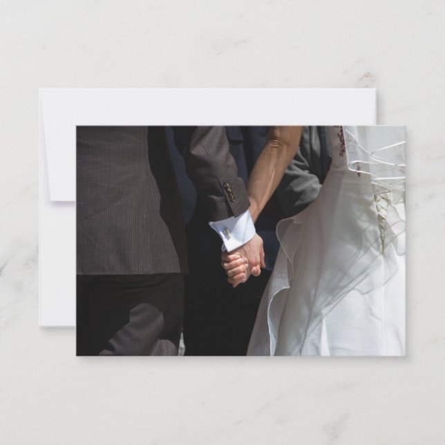Elegant Wedding Couple Holding Hands RSVP Card (Front)