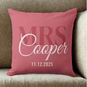 Elegant Wedding Couple Name Red Ivory Colour  Cushion