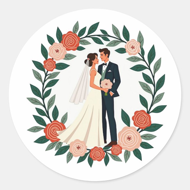 Elegant Wedding Couple Sticker (Front)