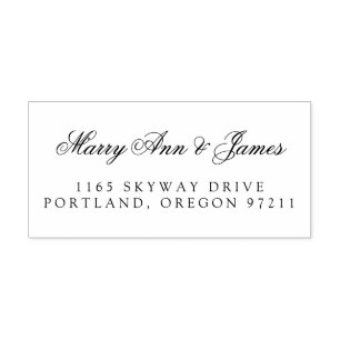 Elegant Wedding Couple's Name Address Self-inking Stamp