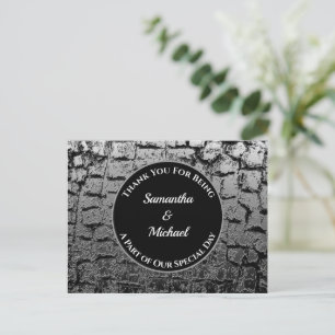Elegant Wedding Crackled Silver Guest Thank You Postcard