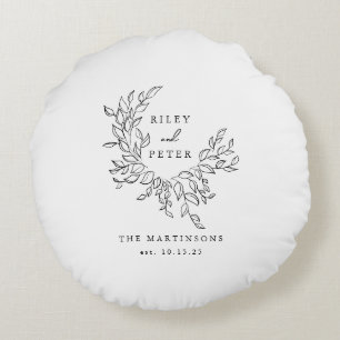 Elegant Wedding Crest Personalised Keepsake Round Cushion