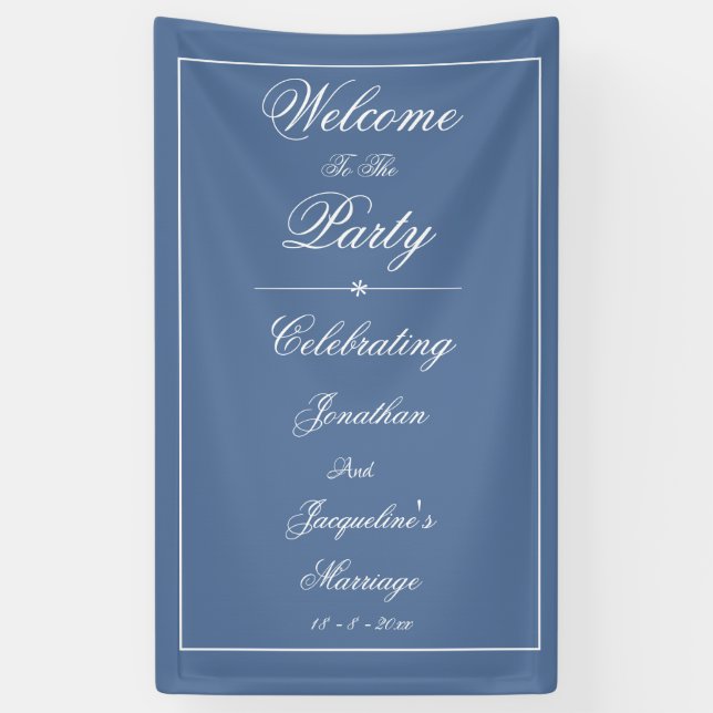  Elegant Wedding Custom Chic Dusty Blue Welcome Banner (Vertical)