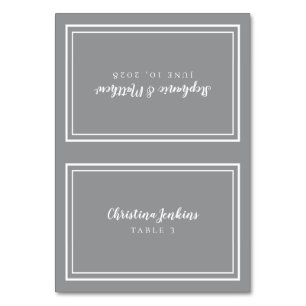 Elegant Wedding Custom Guest Place Card Chic Grey