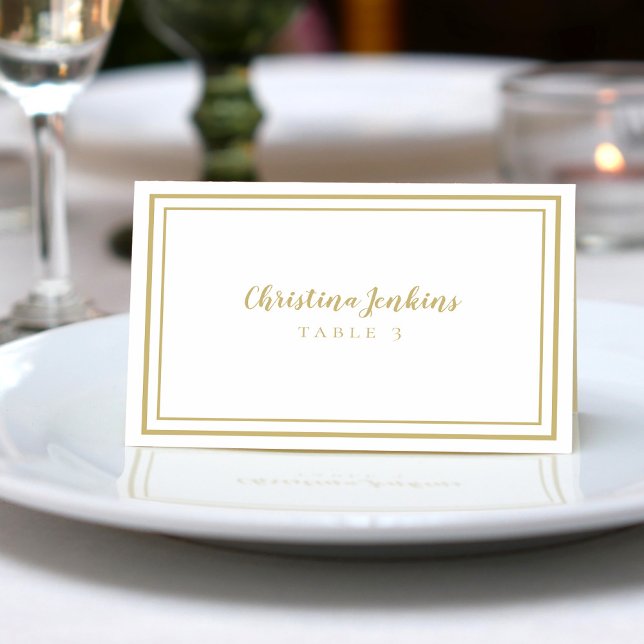 Elegant Wedding Custom Guest Place Card Gold White (Creator Uploaded)
