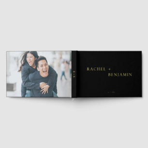 Elegant Wedding Custom Modern Black Minimalist Guest Book