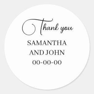 Elegant Wedding - Custom Names & Date Classic Round Sticker