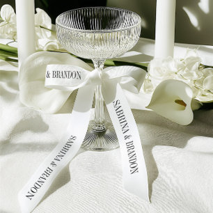 Elegant Wedding Custom Names Pattern Satin Ribbon
