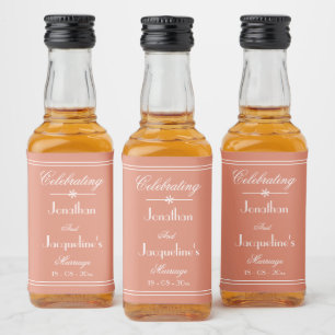 Elegant Wedding Custom Names Terracotta Cute Mini  Liquor Bottle Label