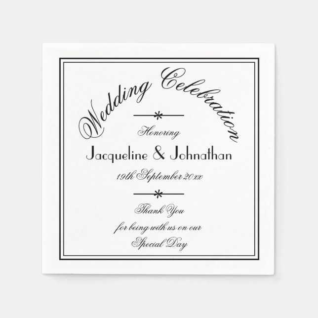  Elegant Wedding Custom Thank You Wedding Paper  Napkin (Front)