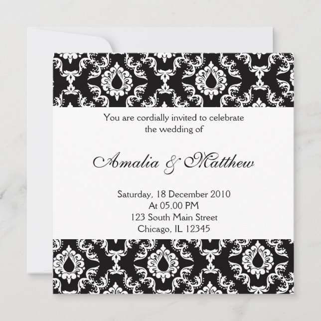 Elegant Wedding Damask Invitation (Front)