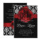 Elegant Wedding Damask Red Rose Black White