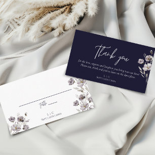 Elegant wedding dark navy watercolor thank you place card