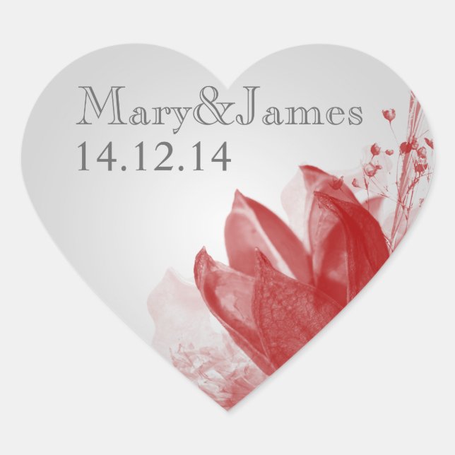 Elegant Wedding Date Beauty Of Nature Red Heart Sticker (Front)