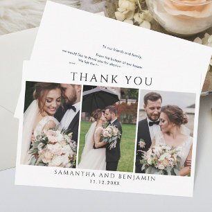 Elegant Wedding Day Photo Collage Thank You Card