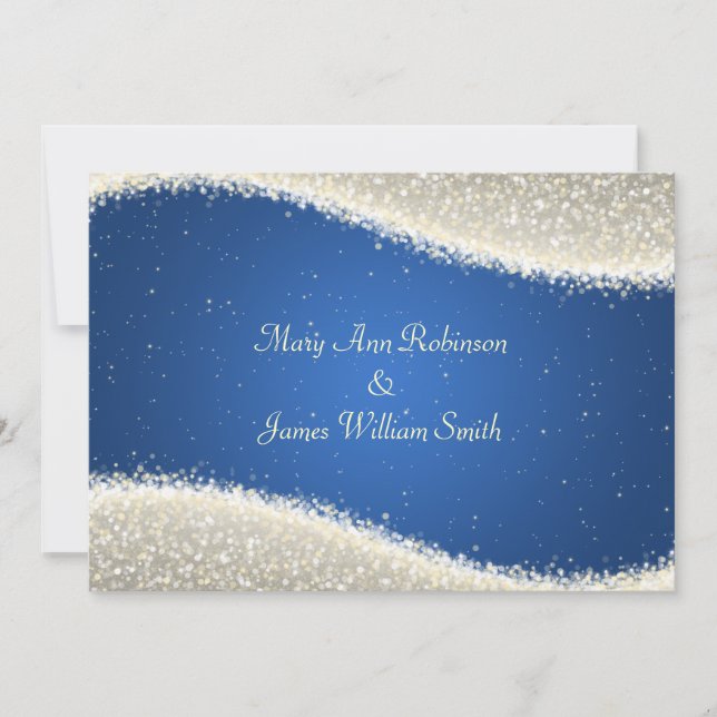 Elegant Wedding Dazzling Sparkles Blue Invitation (Front)