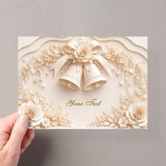 Elegant wedding design with bells and roses acrylic invitations