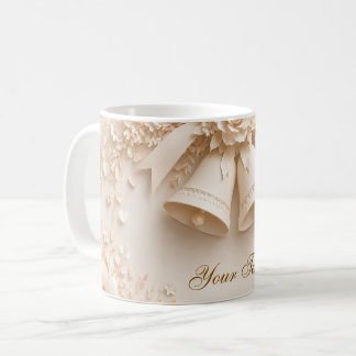 Elegant wedding design with bells and roses coffee mug