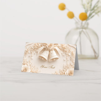 Elegant wedding design with bells and roses place card