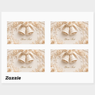 Elegant wedding design with bells and roses rectangular sticker