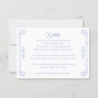 Elegant Wedding Details Card – Green Rose Filigree