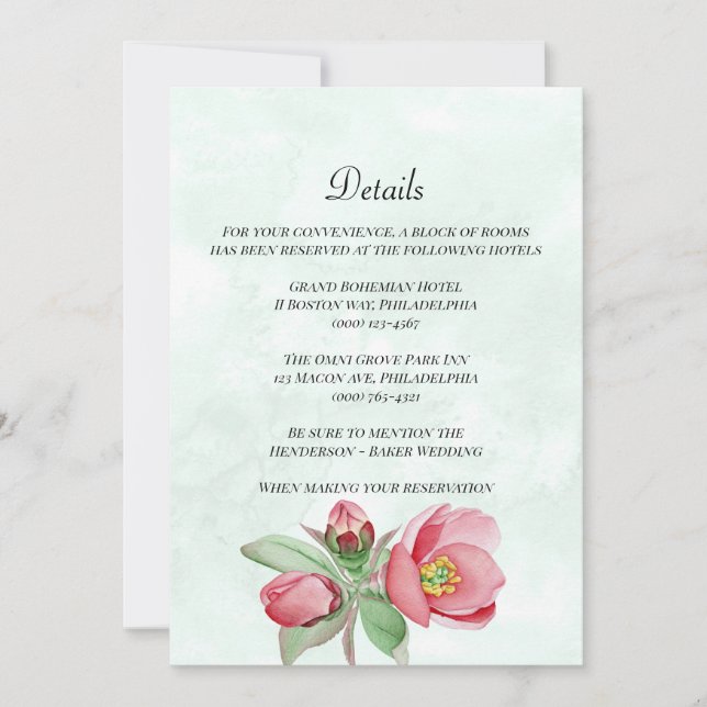 Elegant Wedding Details Card. Invitation (Front)