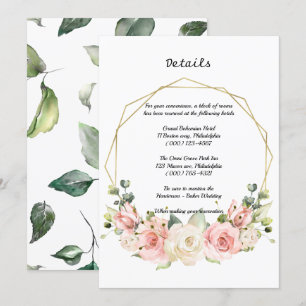 Elegant Wedding Details Card. Invitation