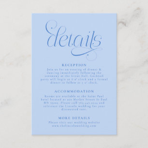 Elegant Wedding Details Icy Blue Enclosure Card