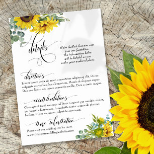 Elegant Wedding Details, Sunflowers & Eucalyptus Enclosure Card