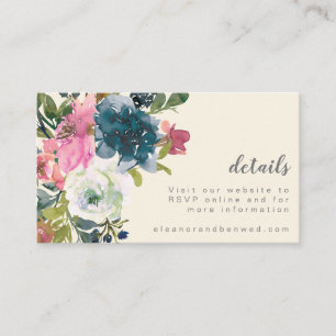 Elegant Wedding Details Watercolor RSVP Website Enclosure Card