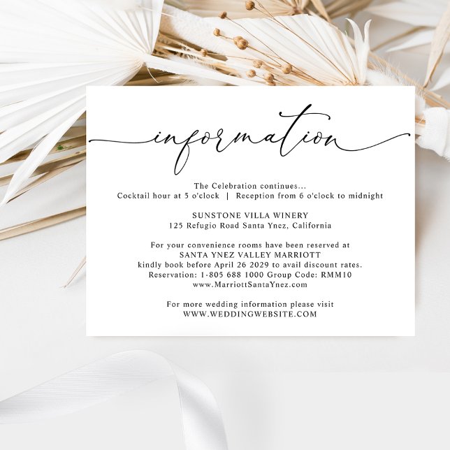 Elegant Wedding Details, Wedding Information  Enclosure Card (Creator Uploaded)