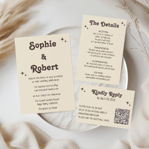 Elegant Wedding Details with Retro Typography Enclosure Card