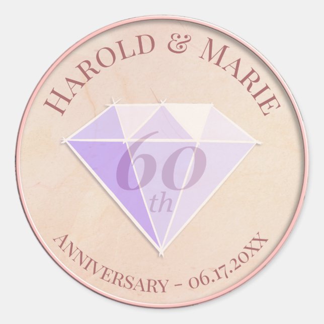 Elegant Wedding Diamond Gemstone Classic Round Sticker (Front)