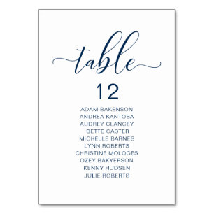 Elegant Wedding Dinner, Guests Seating Chart Table Number