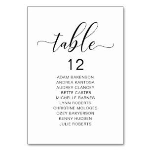 Elegant Wedding Dinner, Guests Seating Chart Table Number