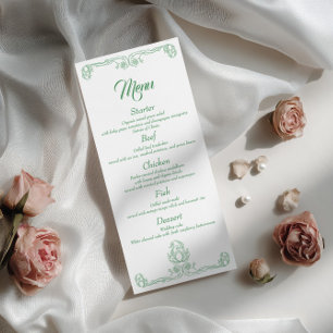 Elegant Wedding Dinner Menu – Green Rose Filigree
