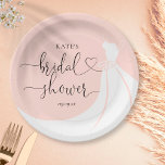 Elegant Wedding Dress Blush Pink Bridal Shower Paper Plate<br><div class="desc">A chic bridal shower paper plate featuring an elegant wedding dress,  beautiful script text and all your special bridal shower details fully personalised on a blush pink background. Designed by Thisisnotme©</div>