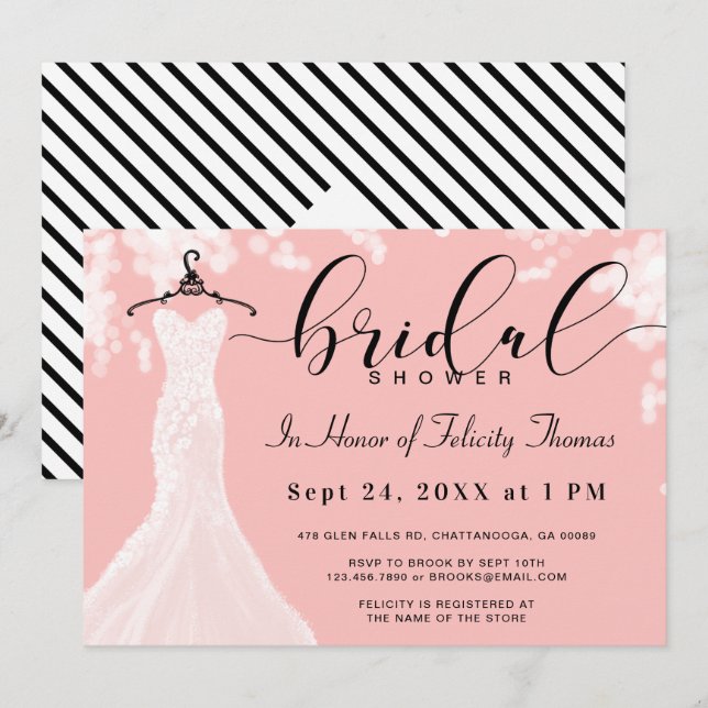 Elegant Wedding Dress Bridal Shower Invitation (Front/Back)