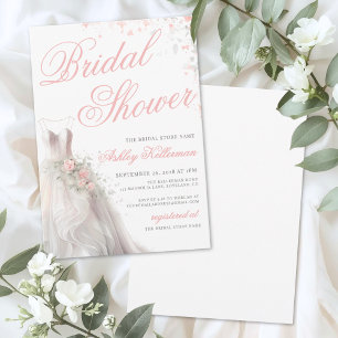 Elegant Wedding Dress Bridal Shower Invitation