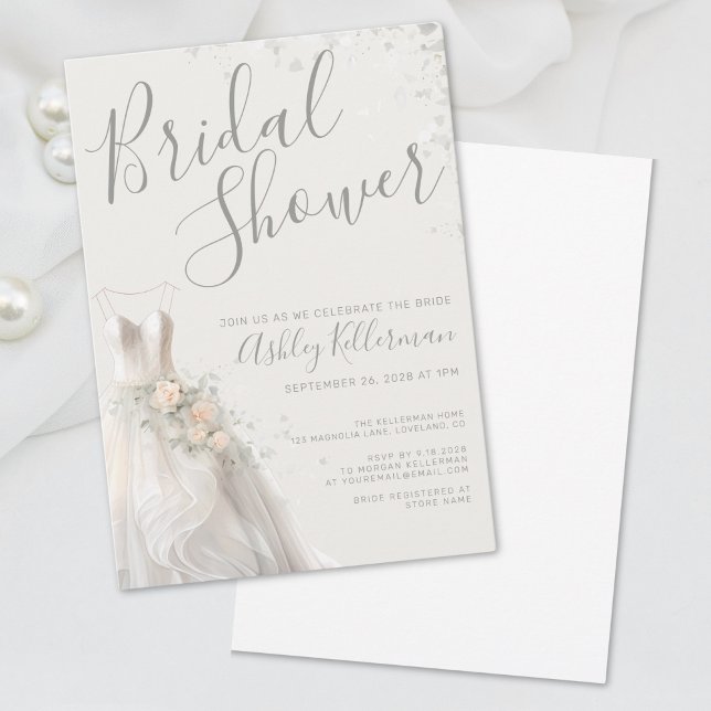 Elegant Wedding Dress Bridal Shower Invitation (Elegant Wedding Dress Bridal Shower Invitation)