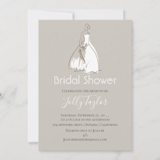 Elegant Wedding Dress Bridal Shower Invitation